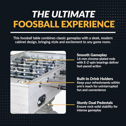 Hathaway Montecito 55 inch Foosball Table Adult Size for Family Game Rooms - With Smooth Playfield, Dual Abacus Scoring, ABS Weighted Players, Sturdy Leg Levelers & 2 Foosballs – Driftwood