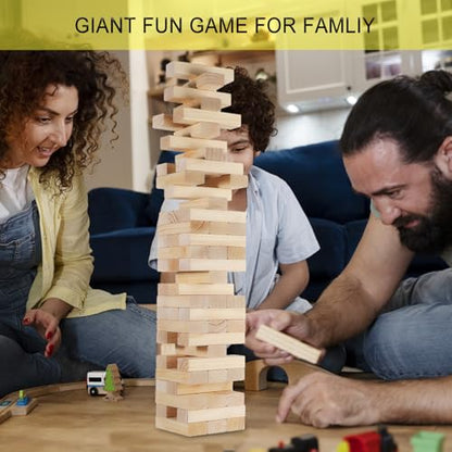 Tumbling Tower Game - 3.3 FT 60 Premium Wood Blocks Outdoor Stacking Game for Family & Adults with Carry Bag, Perfect for Backyard Lawn Camping Party BBQ - size: Medium Size