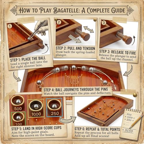Nagina International Bagatelle Pinball Game on Traditional Wooden Craft Table | Gifts and Exclusive Games (Large)