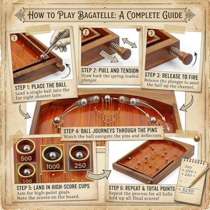 Nagina International Bagatelle Pinball Game on Traditional Wooden Craft Table | Gifts and Exclusive Games (Large)