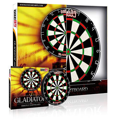 ONE80 Gladiator Dartboard with Top-Grade African Sisal and Sword Edge Staple Free Wire Spider for Maximum Scoring Potential and Less Bounce Outs - style: Gladiator I