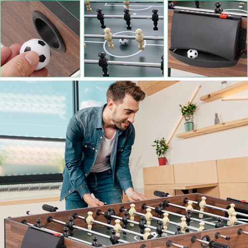 RAYKEEP Foldable Multi Game Table, 4-in-1 Combo Game Table Set with Ping Pong, Hockey, Pool Billiards and Foosball for Adults, Home, Game Room, Friends & Family - color: Dark Wood Grain