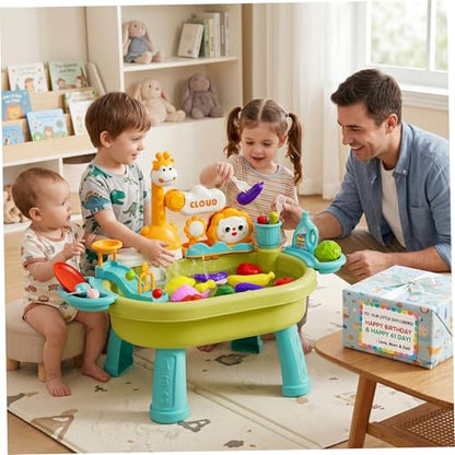 Toy Sink with Running Water, Multi-Play Toddler Water Table with Circulating Faucet, Detachable Legs, Green (4 Rechargeable AA Batteries & Screwdriver Included).. - color: Green