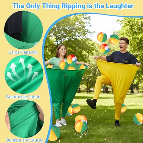 Granny Pants Yard Game Sets,4Pcs Granny Pants Equipped with 20 Bouncy Balls and 2 Pump,Outdoor Games for Adults and Family,Granny Pants Game for Garden Party and Field Day.