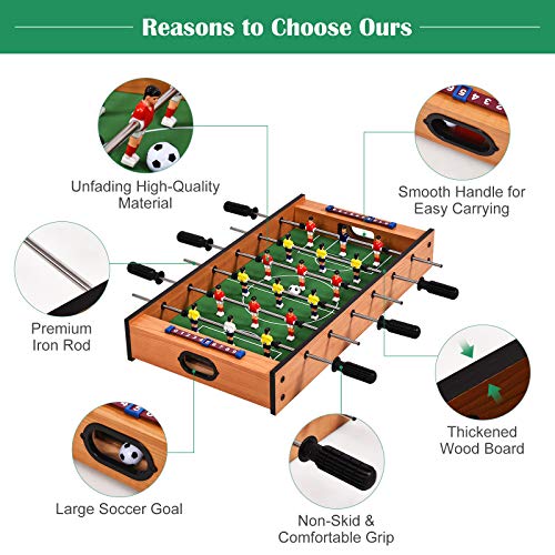 Goplus 2 in 1 Multi Game Table, Mini Foosball Table & Air Hockey Table with Realistic Playing Field, Manual Scoring Bar, Compact Combo Game Table Top for Home, Play Rooms, Bars, Parties, Family Night