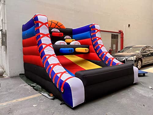 Inflatable Basketball Hoop Shot Inflatable Party Basketball Game | 10' L x 13' W x 10' H | with 5 Hoops, 4 Balls, Air Blower, Stakes for Birthday Parties, Lawn Games, School Events