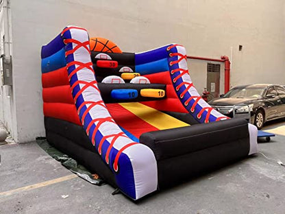 Inflatable Basketball Hoop Shot Inflatable Party Basketball Game | 10' L x 13' W x 10' H | with 5 Hoops, 4 Balls, Air Blower, Stakes for Birthday Parties, Lawn Games, School Events