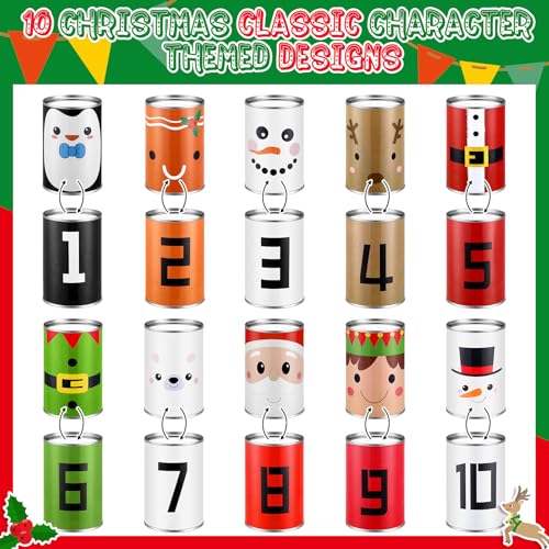 Libima Christmas Can Toss Game 10 Tin Can in 10 Xmas Funny Face 4 Bean Bags Throwing Carnival Games Family Lawn Games for Adult Birthday Family Party Indoor Outdoor Beach Yard Camping