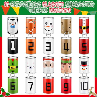 Libima Christmas Can Toss Game 10 Tin Can in 10 Xmas Funny Face 4 Bean Bags Throwing Carnival Games Family Lawn Games for Adult Birthday Family Party Indoor Outdoor Beach Yard Camping