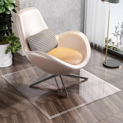 [Tempered Glass] 47“ x 40” Beveled Edge Glass Chair Mat with Polished Edge Clear Office Chair Mat, Glides Smoothly, Suitable for Carpet or Hardwood Floors - size: 47“x40”