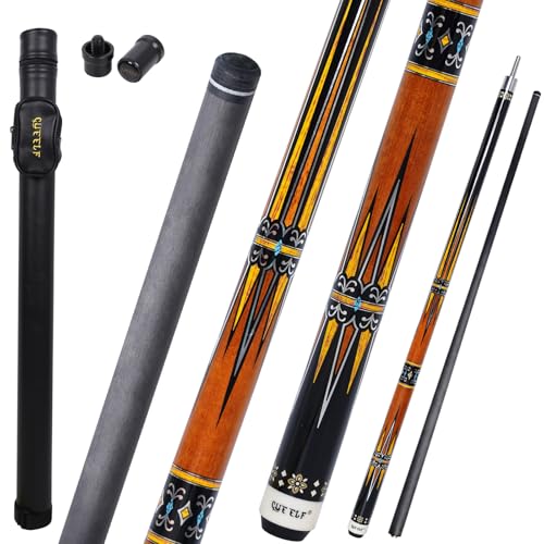 CUEELF Carbon Fiber Pool Cue 2 Pieces Cue Stick with 12.5mm Tip Professional Low Deflection Billiard Pool Sticks with 3/8 * 8 Pin Joint - color: Amber2