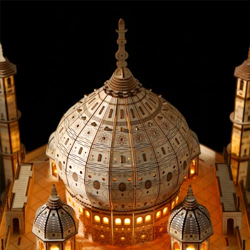 3D Wooden Puzzles Persian Love Palace Kits Includes Light Strip, Brainteaser and Puzzle for Halloween/Birthday,Gifts for Adults and Teens to Build Combination - style: Taj Mahal