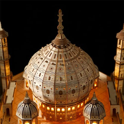 3D Wooden Puzzles Persian Love Palace Kits Includes Light Strip, Brainteaser and Puzzle for Halloween/Birthday,Gifts for Adults and Teens to Build Combination - style: Taj Mahal