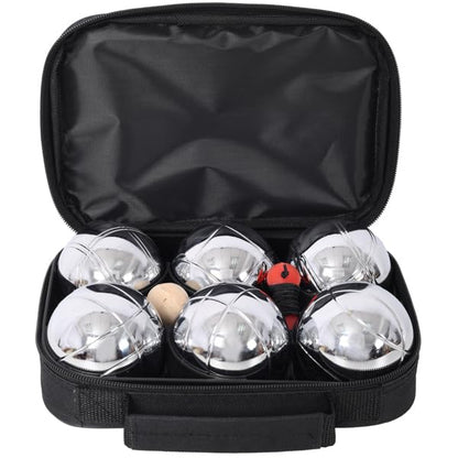 Petanque Game Set,Metal Outdoor Bocce Balls Kit,Classic French Boules Game Set with 6 Premium Steel Balls,Wooden Jack Ball,Measuring Tool,Ball Suction & Black Carrying Case