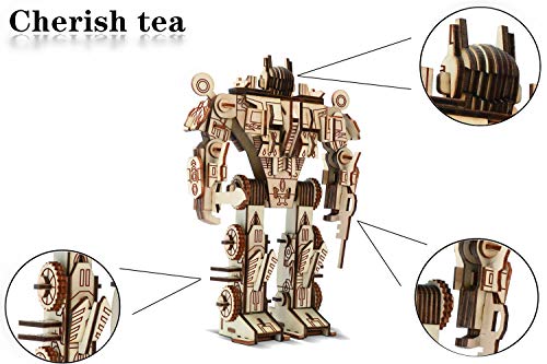 3D Wooden Robot Puzzle,4 Piece Set Wood Crafts DIY Assembly Puzzle,Wooden Robot Model Kits,3D Wood STEM for Adults & Teens Christmas Birthday Gifts,Room Décor - style: Robot team 4