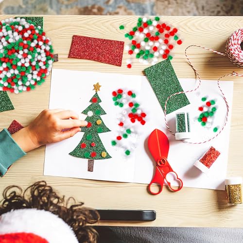 SEPGLITTER 1000 Pcs Christmas Glitter Red Green White Pom Poms for Crafts | 1cm Mini Size, Christmas Sparkle Puff Balls, DIY Crafts Making, Handmade Projects, Xmas Holiday Party Supplies Decoration - style: Glitter Red Green White Style