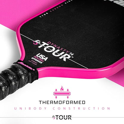 Franklin Sports Pro Pickleball Paddle Set - FS Tour Series Carbon Fiber Paddle, Cover + Eraser - 14mm + 16mm - color: Pink, size: Dynasty - 14mm