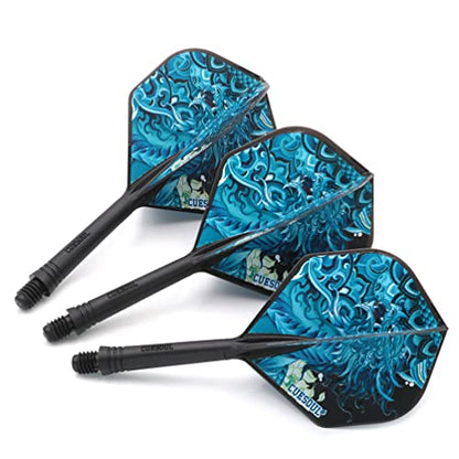CUESOUL Integrated Dart Shaft and Flights with Four Mythological Symbols Design-Size M 28mm - color: Black-Black Tortoise