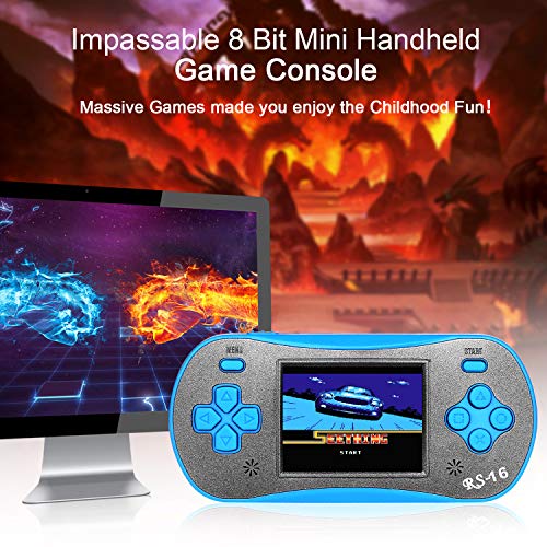 Handheld Game for Kids - FAMILY POCKET RS16 Portable Classic Controller 260 Game 2.5 inch LCD Retro Arcade Video Game System Children's Birthday Gift (Blue) - style: blue