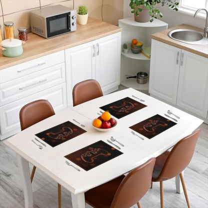 Erosebridal Gamer Boys 4 PCS of Placemats 12x18 Joystick Place Mat for Dining Table Gamepad Hexagon Spots 3D Non Slip Table Mats Brown Honeycomb - color: Brown