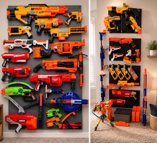 Wallpeg Peg Board for Nerf Gun Storage Organizer Kit 3 ea 24”x16” Pegboard Holder for Nerf Blasters Wall Organization