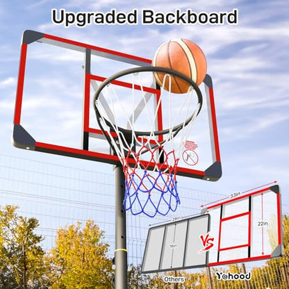 Yohood Kids Basketball Hoop Outdoor 4.82-8.53ft Adjustable, Portable Basketball Hoops & Goals for Kids/Teenagers/Youth in Backyard/Driveway/Indoor, with Enlarged Base and PC Backboard