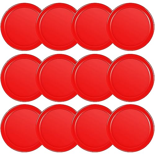 Coopay 3 1/4 Inches Air Hockey Pucks 12 Pack Full Size Heavy Replacement Pucks for Game Tables Equipment Accessories - color: Red