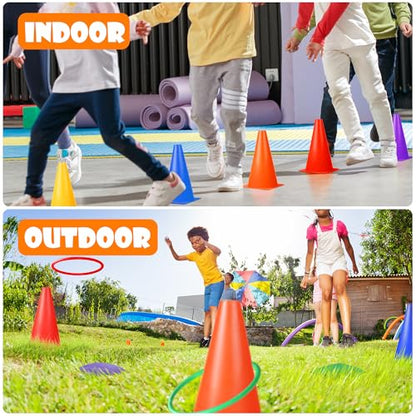 31 PCS Christmas Carnival Games, 3 in 1 Indoor Outdoor Bean Bag Ring Toss Games for Kids Birthday Party, Plastic Soft Cones Yard Lawn Game for Family Party Kid's Gift - size: 7"