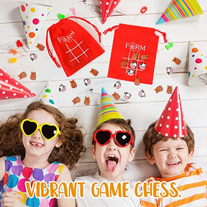 Sotiff 36 Set Tic Tac Toe Game Bulk for Kids Birthday Party Favors Farm Animal Tic Tac Toe with Bag for Class Gift Classroom Prizes Games School Exchange Party Favor Supplies - style: Farm