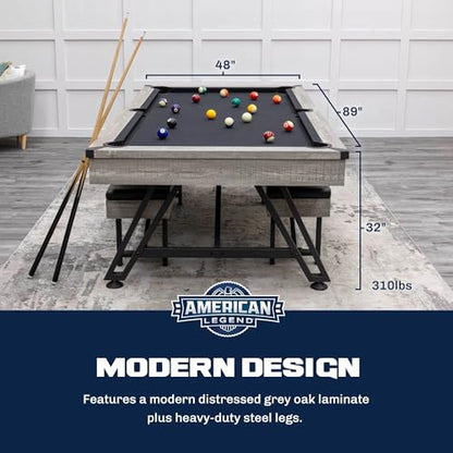 American Legend Billiard Table with Rustic Wood Finish - color: Grey