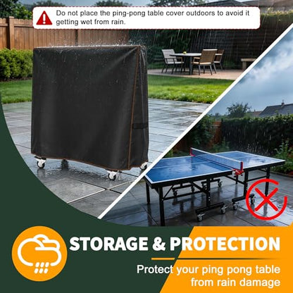 Universal Ping Pong Table Cover Outdoor Waterproof,All-Weather Protection Outdoor Table Tennis Cover with Drawstring,Fits Most Foldable Table Tennis Tables,65 x 28 x 73 Inches