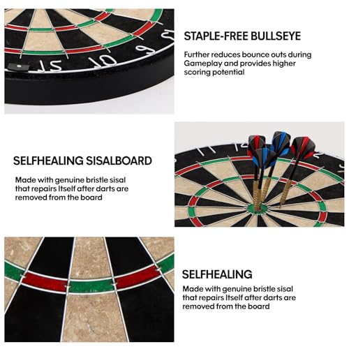 Panana Steel Tip Dartboard Set with 6 Professional Steel Tip Darts, Bristle Dart Round Board Indoor Family Game