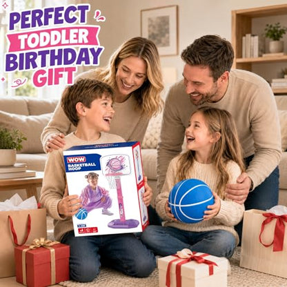 YESHIN Toddler Basketball Hoop Adjustable Height 30-55 Inch with 4 Balls, Large Stable Water-Fill Base, Indoor Outdoor Poolside Kids Basketball Goal for Boys Girls Ages 1-8 Birthday Gift -Pink - color: Pink