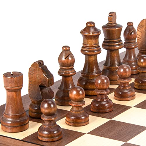AMEROUS Wooden Chess Pieces Only with 2 Extra Queens / 3.0 Inch King/Storage Bag/Chess Instructions/Chessmen for Chess Borad/Replacement of Missing Pieces (NO Board)