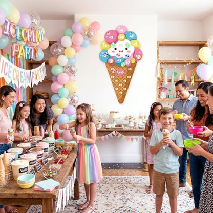 Seenelling Ice Cream Party Game 26 x 14 Ice Cream Dart Board with 12 Sticky Balls Toys Summer Games Two Sweet Birthday Decorations Three Scoops of Fun Birthday Decor Party Favors - size: 26 x 14", style: Ice Cream