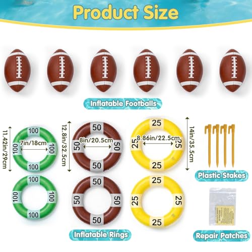 Inflatable Football Pool Ring Toss Game - 3-in-1 Floating Football Target for Swimming Pool, Backyard & Beach - Heavy Duty PVC Pool Toys for Kids and Adults Summer Party Games