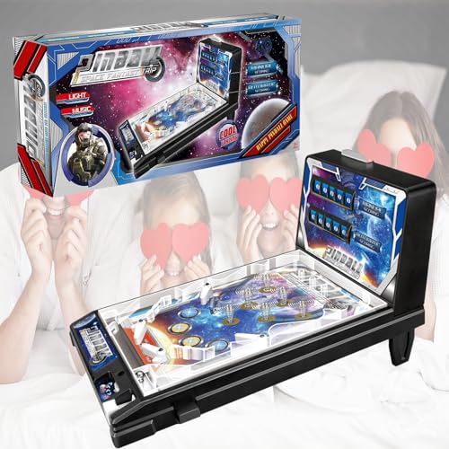 Birthday Party Mini Pinball Machine, Desktop Ball Shooting Toy with Lights, Tabletop Pinball Game for Adults, Home Arcade Pinball Game for Birthdays Friends