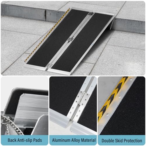 2 Feet Wheelchair Ramp for Home Steps, 29" W, 800LBS Capacity | Non-Skid Aluminum Handicap Folding Wheel Chair Ramps for Steps, Doorway, Homes, Threshold, Entry, Stairs - size: 2FT(Suitable height 2"-6")