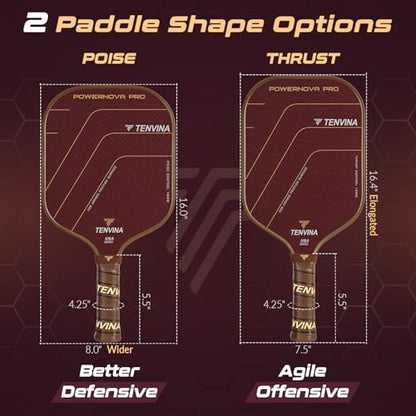 TENVINA Pickleball Paddles, Thermoformed T700SC Carbon Fiber Pickleball Paddle, Pickle Ball Paddle USAPA Approved with Dominant Power and Larger Sweet Spot - color: PRO-Aramid-Wider-16MM Control