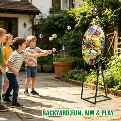29" Large Dinosaur Dart Board for Kids, Kids Double-Sided Dart Board with Sticky Balls & Stand, Dinosaur Theme Indoor/Outdoor Carnival Party Games, Gifts for 3 4 5 6 7 8 9 10 11 12 Year Old Boys Girls