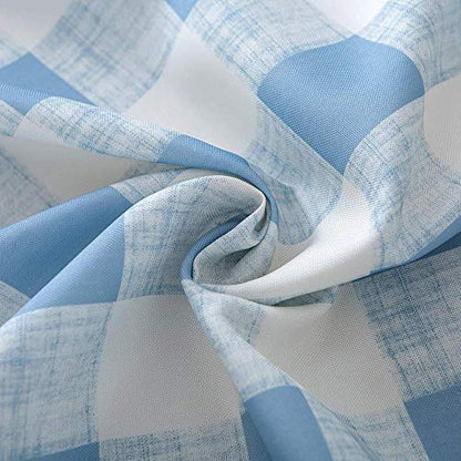 Melaluxe Spring/Summer Wrinkle-Free Waterproof Outdoor Tablecloth with Umbrella Hole and Zipper, Blue Checkered, 60-Inch-by-84 Rectangle - color: Blue Checkered, size: 60" x 84" (Rectangular)
