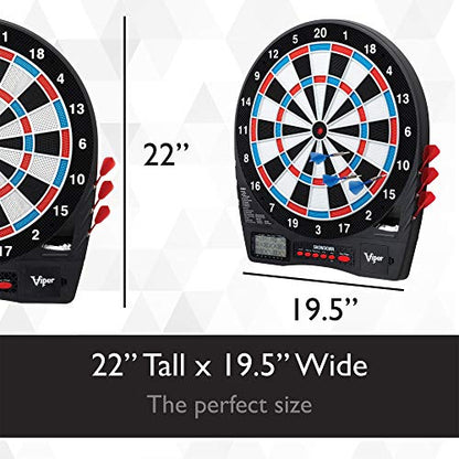 Viper Showdown Electronic Dartboard, 15.5 in Regulation Target, 32 Games, 590 Options, Battery Powered, 6 Darts Included, Black