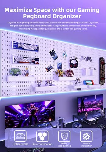 Revamp Your Space With A Versatile Pegboard Kit - Effortlessly Organize Home, Office, And Gaming Setup With Customizable Hanging Solutions (White)