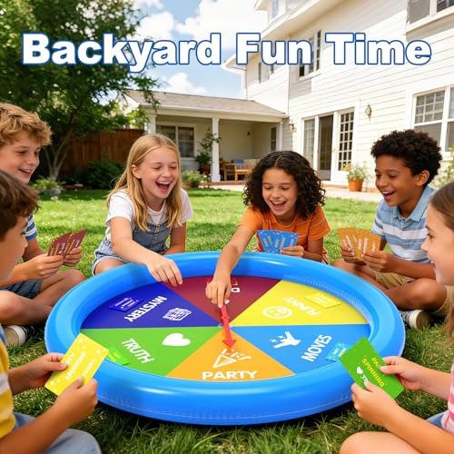 Inflatable Pool Party Game Table with Waterproof Silly Challenge Cards & Spinner, Floating Pool Game Toys for Teens Adults Family, Summer Pool Accessories for Backyard Beach Party