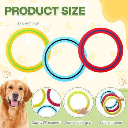 Soulchen 6 Pack Silicone Flying Ring 11 Inch Flying Disc Bulk for Backyard Pool Outdoor Soft Sports Family Camping Activities Sports Tossing Game (Blue, Yellow and Red)