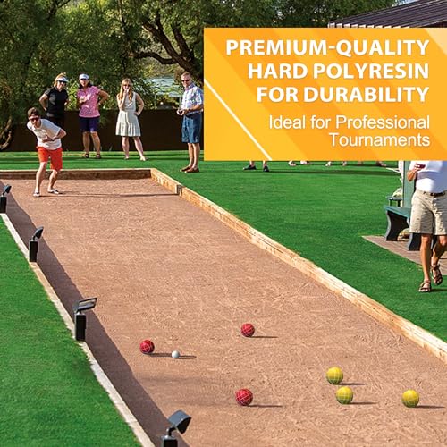 Professional Grade 107mm Bocce Ball Game Set Regulation Size and Weight 920g for Official Tournaments (Red and Yellow) - style: Premium 107mm Red and Yellow