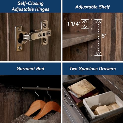 Sauder Miscellaneous Storage Wardrobe/Storage Cabinet/Pantry Cabinet, Reclaimed Pine Finish | Miscellaneous Storage - color: Reclaimed Pine