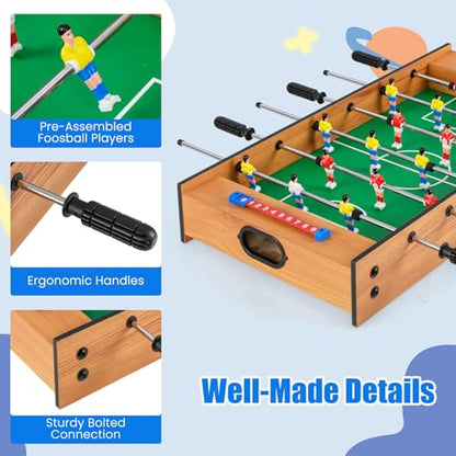 Giantex Multi Game Table, 2 in 1 Combo Mini Game Tables Top w/Soccer, Slide Hockey, Wood Foosball Game Table Top w/Footballs, Perfect for Game Rooms, Arcades, Bars, Parties, Family Night