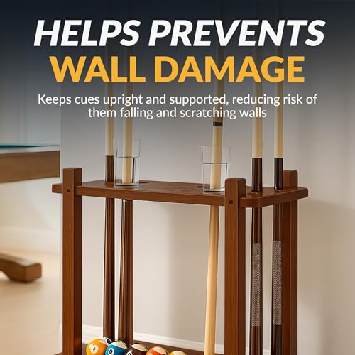 Hathaway Classic Floor Billiard Pool Cue Rack - color: Antique Walnut