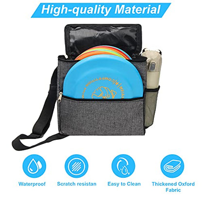 Windspeed Cadet Disc Golf Bag, Portable Waterproof Disc Golf Bag with 10 Discs Capacity, Pro Disc Golf Bag Small with Adjustable Strap, Starter disc Golf Bag for Women and Men (Grey)